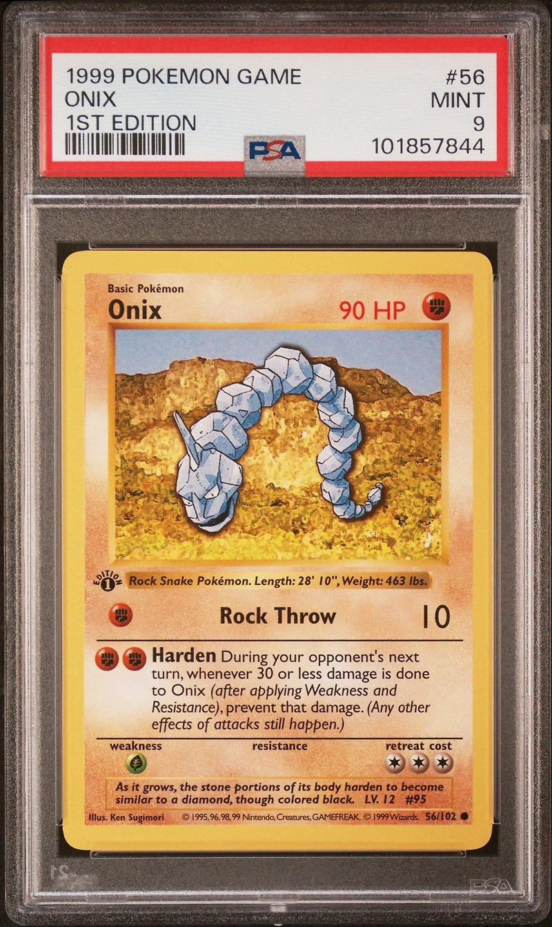 1999 Pokemon Game 56 Onix 1st Edition PSA