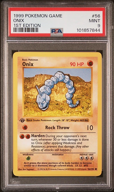 1999 Pokemon Game 56 Onix 1st Edition PSA