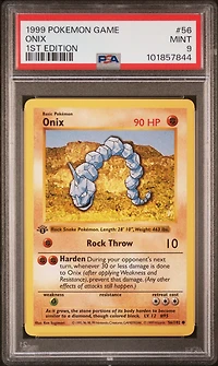 1999 Pokemon Game 56 Onix 1st Edition PSA