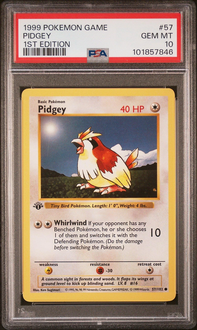 1999 Pokemon Game 57 Pidgey 1st Edition PSA