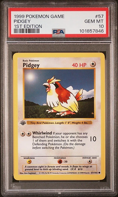 1999 Pokemon Game 57 Pidgey 1st Edition PSA