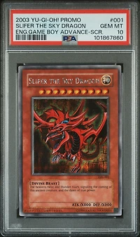 2003 Yu-gi-oh! Promo 001 Slifer The Sky Dragon English Game Boy Advance-secret Rare PSA