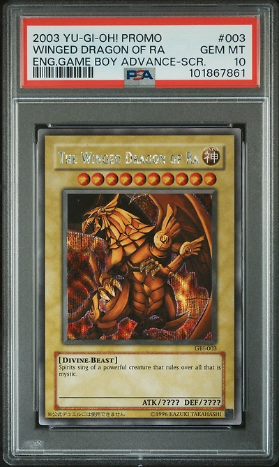 2003 Yu-gi-oh! Promo 003 The Winged Dragon Of Ra English Game Boy Advance-secret Rare PSA