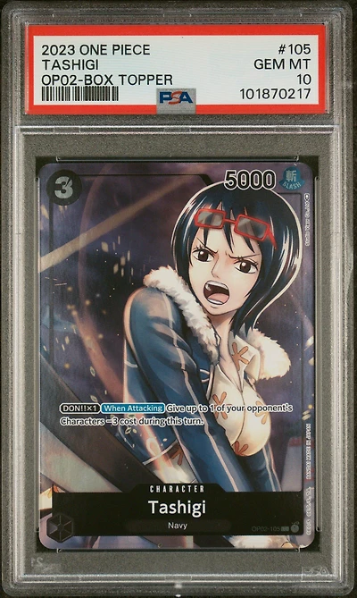 2023 One Piece Op02-paramount War 105 Tashigi Box Topper PSA 10