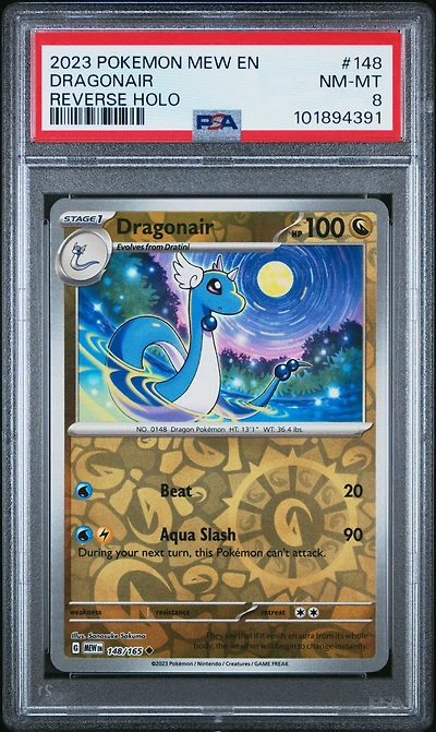 2023 Pokemon Mew En-151 148 Dragonair Reverse Holo PSA 8