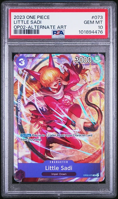 2023 One Piece Op02-paramount War 073 Little Sadi Alternate Art PSA 10