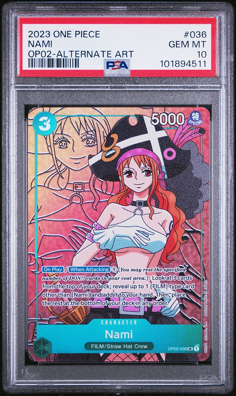 2023 One Piece Op02-paramount War 036 Nami Alternate Art PSA