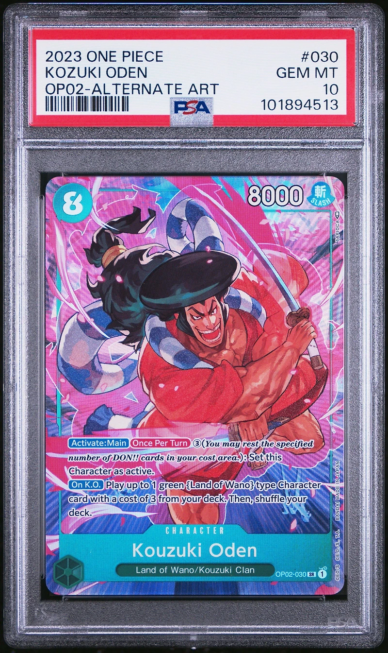 2023 One Piece Op02-paramount War 030 Kozuki Oden Alternate Art PSA 10