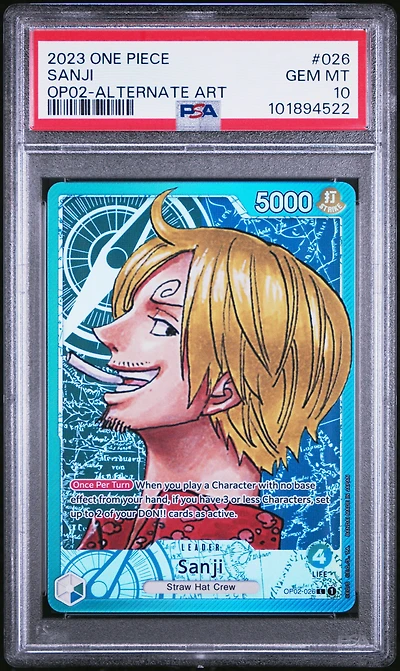 2023 One Piece Op02-paramount War 026 Sanji Alternate Art PSA 10