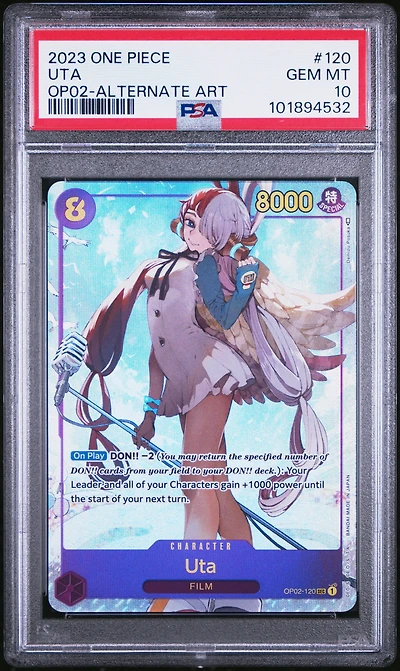 2023 One Piece Op02-paramount War 120 Uta Alternate Art PSA 10