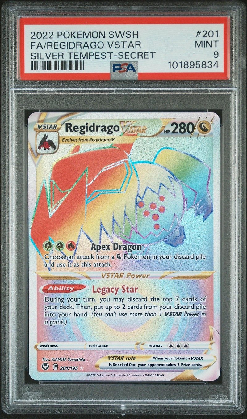 2022 Pokemon Sword & Shield Silver Tempest 201 Full Art/regidrago Vstar Secret PSA