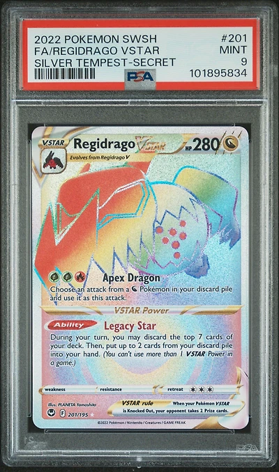 2022 Pokemon Sword & Shield Silver Tempest 201 Full Art/regidrago Vstar Secret PSA