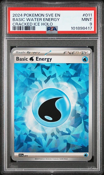 2024 Pokemon Sve En-basic Energies 011 Basic Water Energy Cracked Ice Holo PSA 9