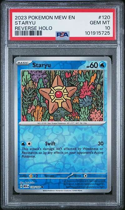 2023 Pokemon Mew En-151 120 Staryu Reverse Holo PSA 10