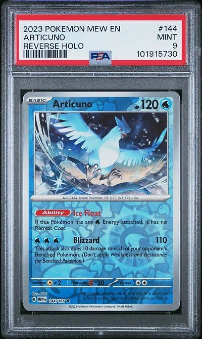 2023 Pokemon Mew En-151 144 Articuno Reverse Holo PSA 9
