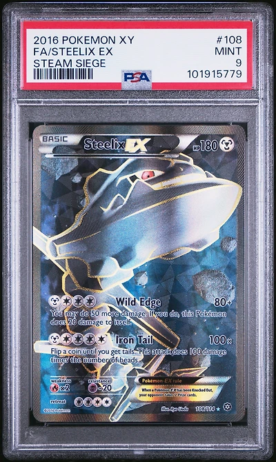 2016 Pokemon Xy Steam Siege 108 Full Art/steelix Ex PSA