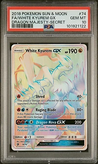 2018 Pokemon Sun & Moon Dragon Majesty 74 Full Art/white Kyurem Gx Secret PSA