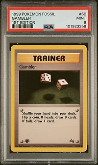 1999 Pokemon Fossil 60 Gambler 1st Edition PSA 9