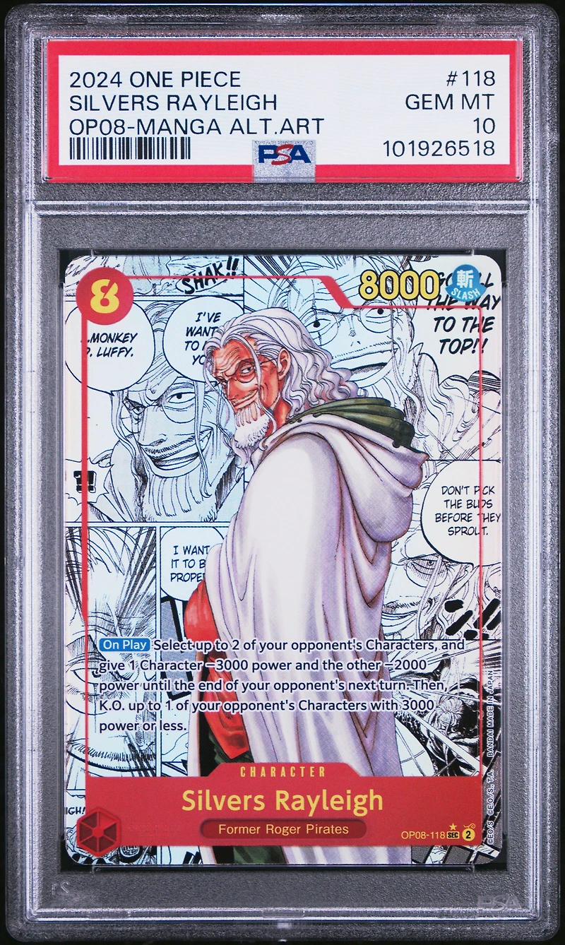 2024 One Piece Op08-two Legends 118 Silvers Rayleigh Manga Alternate Art PSA 10