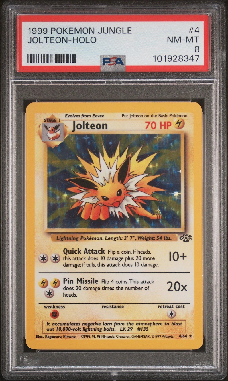 1999 Pokemon Jungle 4 Jolteon-holo PSA