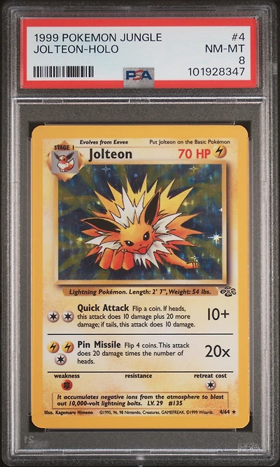 1999 Pokemon Jungle 4 Jolteon-holo PSA