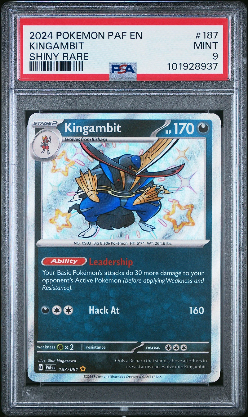 2024 Pokemon Paf En-paldean Fates 187 Kingambit Shiny Rare PSA