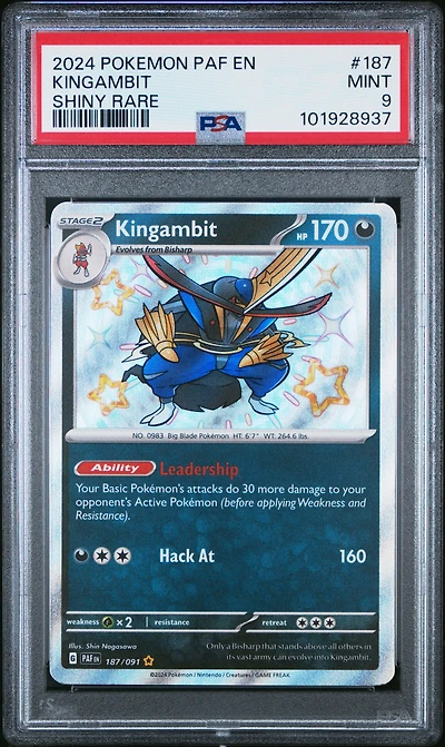 2024 Pokemon Paf En-paldean Fates 187 Kingambit Shiny Rare PSA
