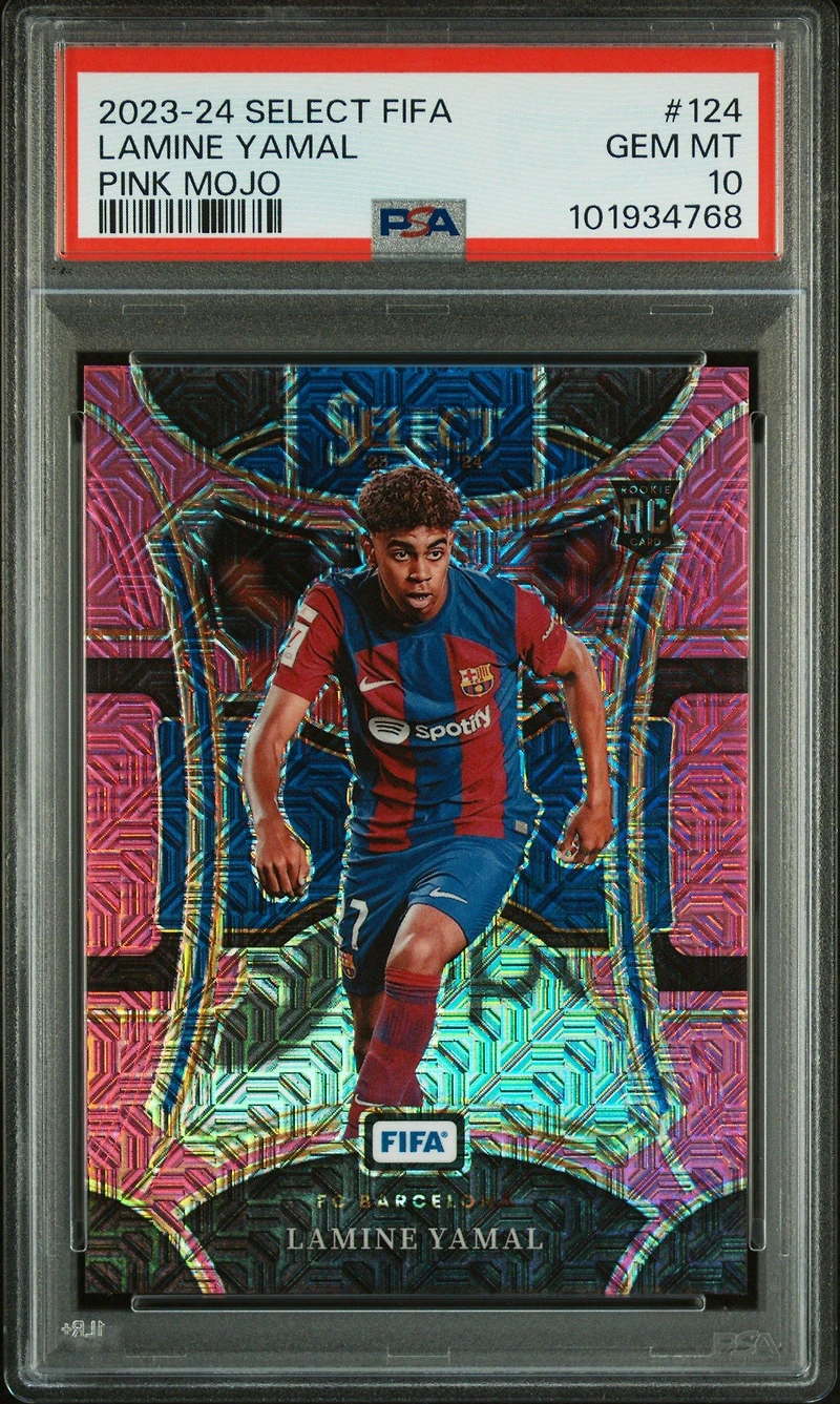 2023-24 Panini Select Fifa 124 Lamine Yamal Pink Mojo PSA 10