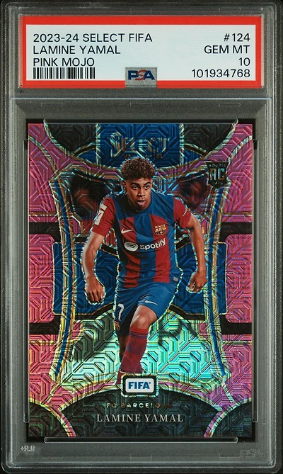 2023-24 Panini Select Fifa 124 Lamine Yamal Pink Mojo PSA 10