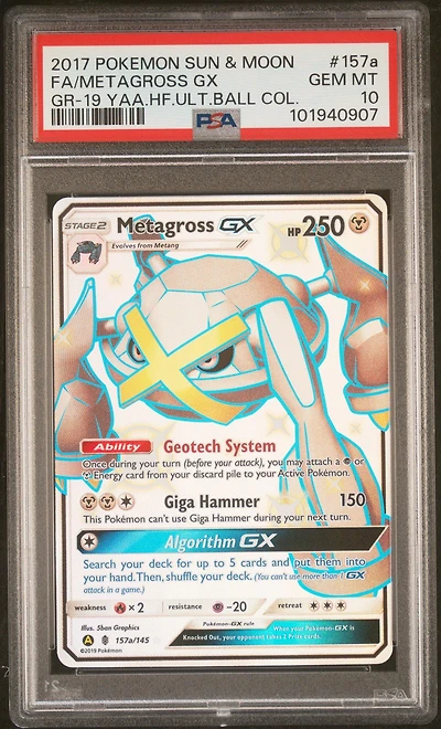 2017 Pokemon Sun & Moon Guardians Rising 157a Full Art/metagross Gx 2019 Yellow A Alternate Art Hidden Fates Ultra Ball Collection PSA