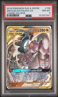 2019 Pokemon Sun & Moon Cosmic Eclipse 156 Arceus & Dialga & Palkia Gx PSA