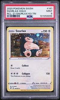 2020 Pokemon Sword & Shield Rebel Clash 141 Snorlax-holo 2021 Snorlax Knockout Tin PSA 9