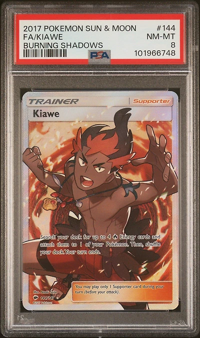 2017 Pokemon Sun & Moon Burning Shadows 144 Full Art/kiawe PSA