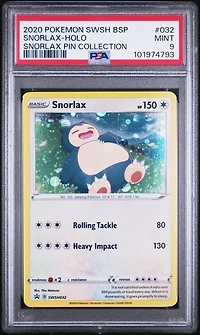 2020 Pokemon Swsh Black Star Promo 032 Snorlax-holo Snorlax Pin Collection PSA 9