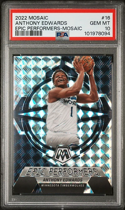2022 Panini Mosaic Epic Performers 16 Anthony Edwards Mosaic PSA 10