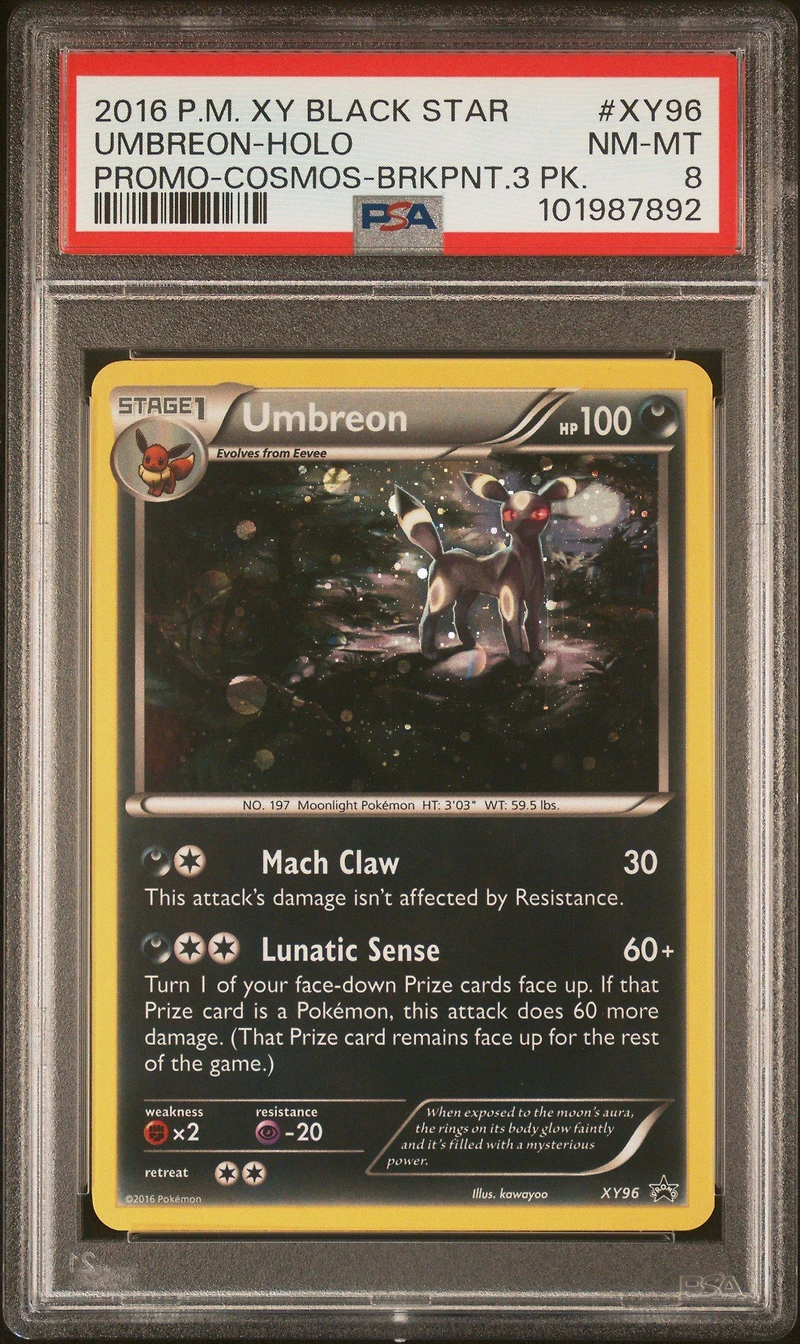 2016 Pokemon Xy Black Star Promo Xy96 Umbreon-holo Cosmos-breakpoint 3 Pack PSA