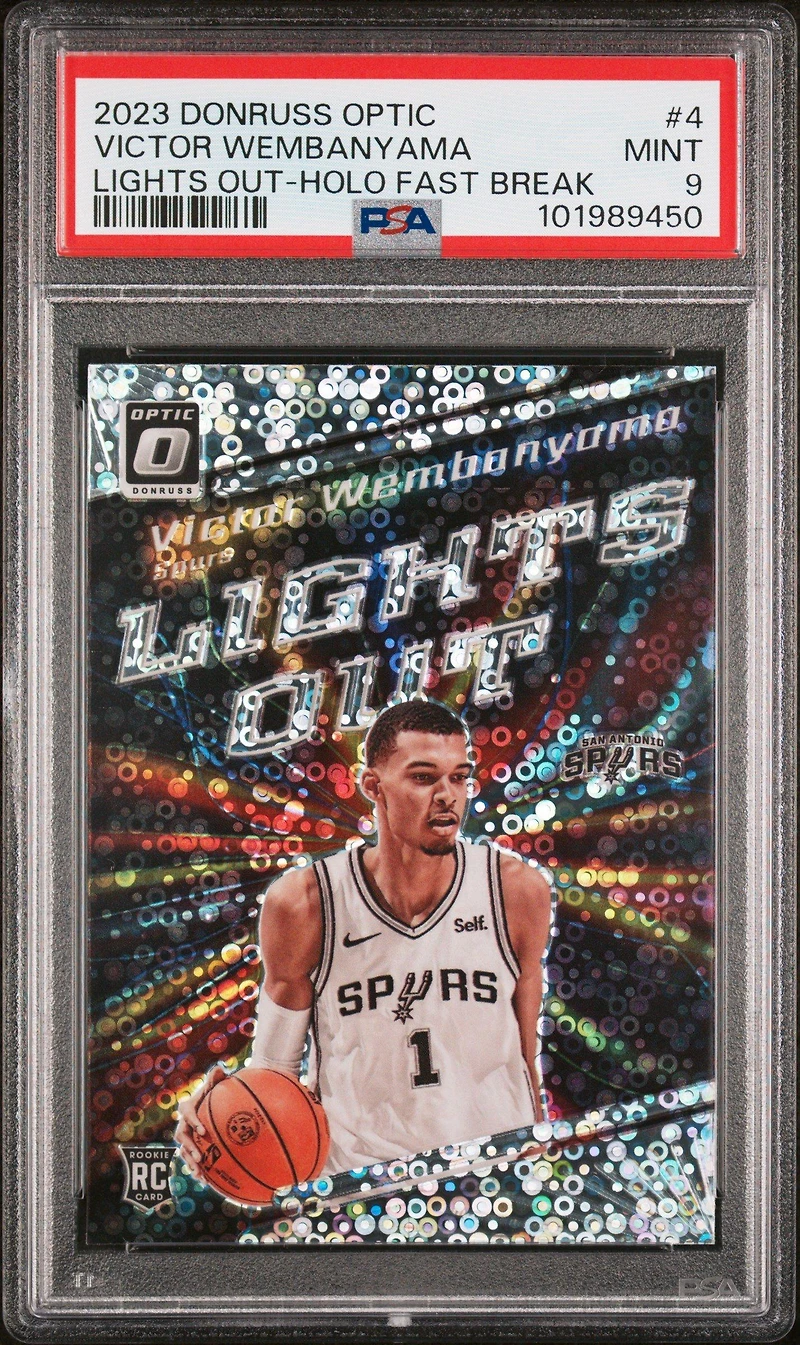 2023 Panini Donruss Optic Lights Out 4 Victor Wembanyama Holo Fast Break PSA 9