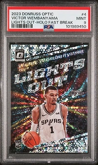 2023 Panini Donruss Optic Lights Out 4 Victor Wembanyama Holo Fast Break PSA 9