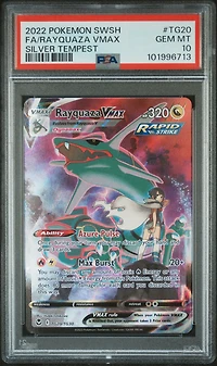 2022 Pokemon Sword & Shield Silver Tempest Tg20 Full Art/rayquaza Vmax PSA