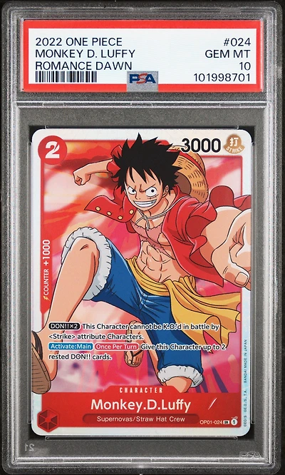 2022 One Piece Op01-romance Dawn 024 Monkey D. Luffy PSA 10