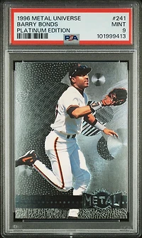 1996 Metal Universe 241 Barry Bonds Platinum Edition PSA 9