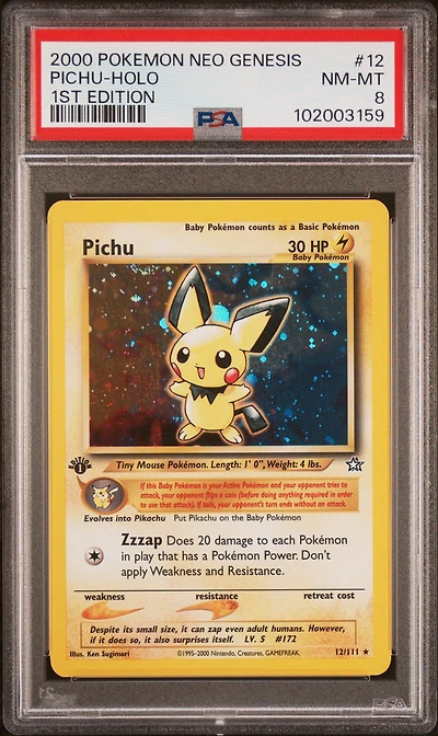 2000 Pokemon Neo Genesis 1st Edition 12 Pichu-holo PSA 8