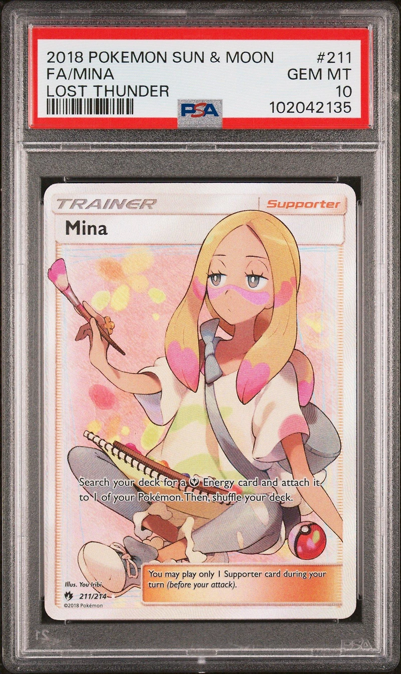 2018 Pokemon Sun & Moon Lost Thunder 211 Full Art/mina PSA
