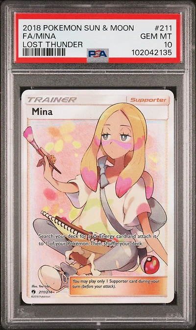 2018 Pokemon Sun & Moon Lost Thunder 211 Full Art/mina PSA