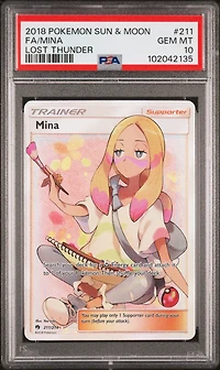 2018 Pokemon Sun & Moon Lost Thunder 211 Full Art/mina PSA