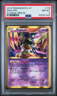 2013 Pokemon Black & White Plasma Freeze 118 Sigilyph PSA 8