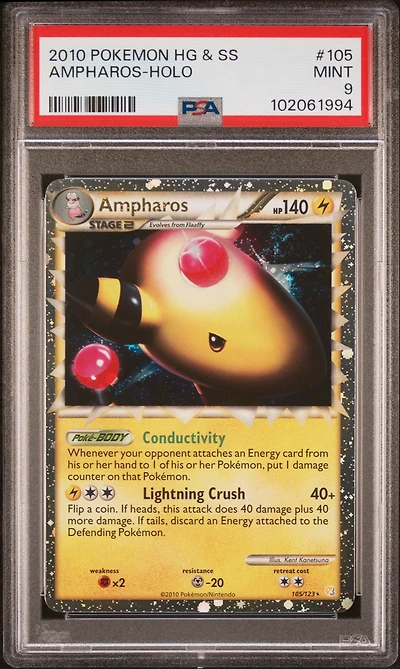 2010 Pokemon Heartgold & Soulsilver 105 Ampharos-holo PSA