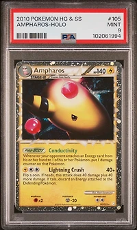 2010 Pokemon Heartgold & Soulsilver 105 Ampharos-holo PSA
