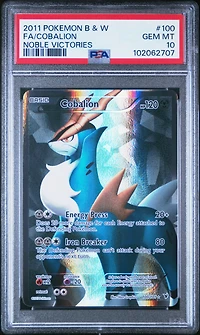 2011 Pokemon Black & White Noble Victories 100 Full Art/cobalion PSA 10