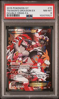 2015 Pokemon Xy Double Crisis 15 Full Art/team Magma's Groudon Ex PSA 8
